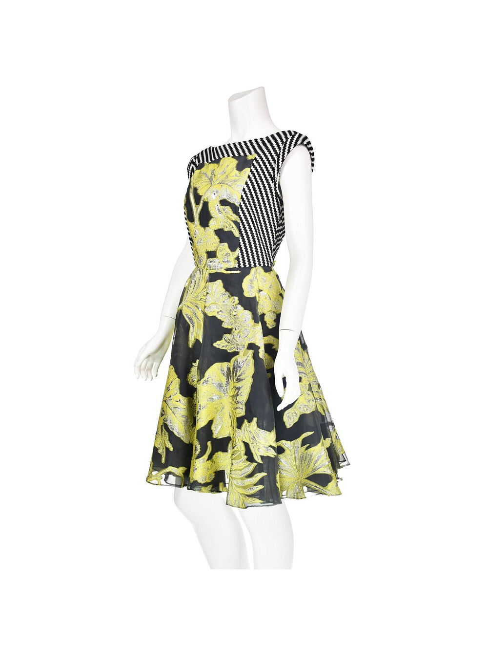 TALBOT RUNHOF Fit & Flare Mini Dress, Yellow, Gray & Silver, SZ 8 NWT @ $2995 - Picture 3 of 9